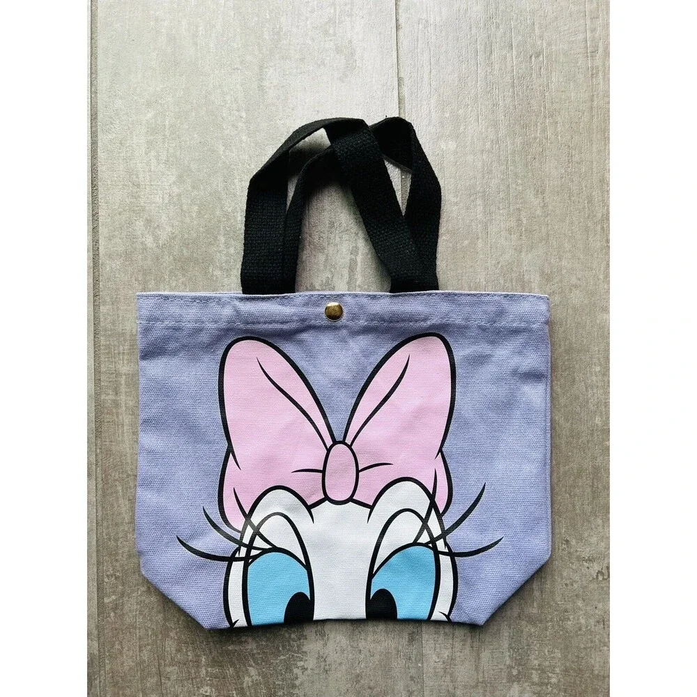DAISY DUCK Disney Mickey Mouse Purple Snap Lunch Tote Bag Canvas Reuseable NEW
